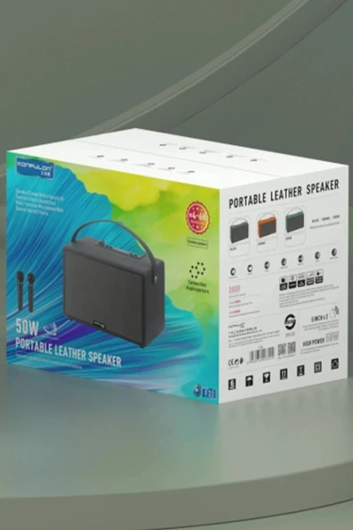 LitaeTrend F32 2x50W Sürücülü 2 Adet Mikrofonlu BT 5.2 Kablosuz Hoparlör - Turuncu - Resim 5