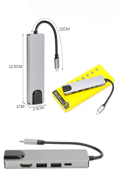 LitaeTrend Usb Type-c Hub Dönüştürücü Çevirici Çoklayıcı Macbook Çevirici 8 Portlu - Resim 4