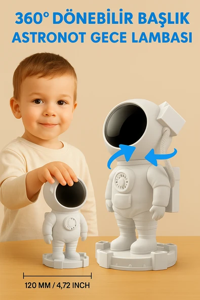 Astronot Tasarımlı Galaxy Projektör  Bluetooth Hoparlörlü Yıldızlı Gece Lambası - Resim 3