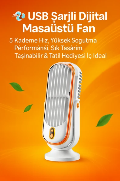 Taşınabilir Fan  USB Şarjlı, Dijital Kontrollü, Yüksek Performanslı Soğutma Kapalı ve Açık Alanlar ürün görseli 1