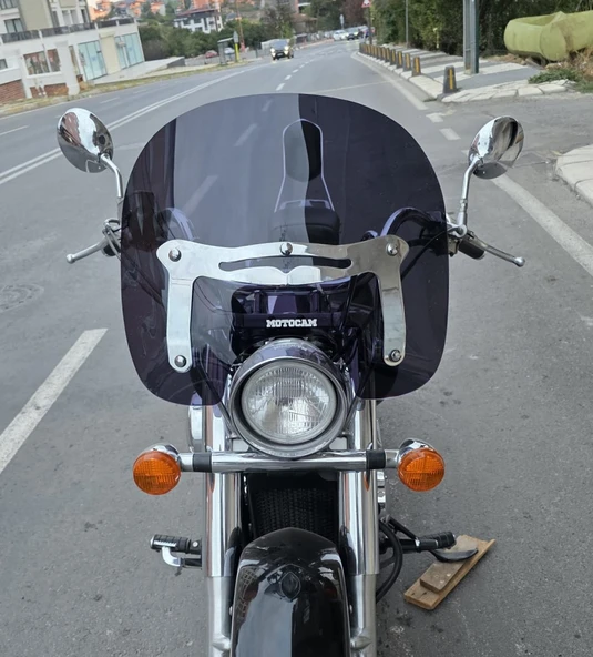 MOTOCAM Honda Shadow 750 Ön Cam 1999-2010 Model 45cm Siyah Renkli 4mm APARATSIZDIR ürün görseli