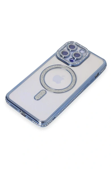 LitaeTrend iPhone 15 Pro Max Kılıf Joke Simli Magneticsafe Kılıf - Mavi - Resim 3