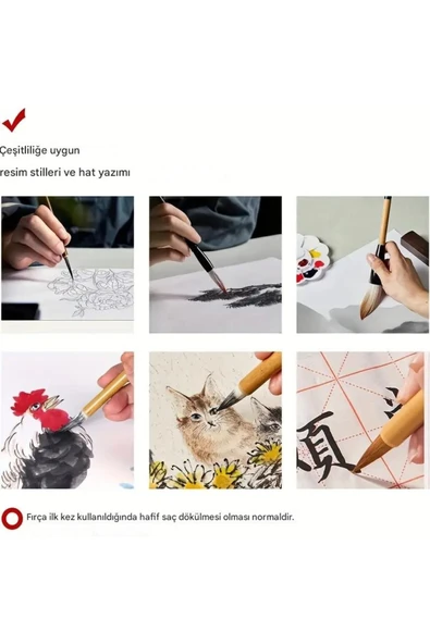 Çini tahrir, seramik sırlama fırça seti, seramik boyama, çini, vazo, resim, brush-19 Parça - Resim 7