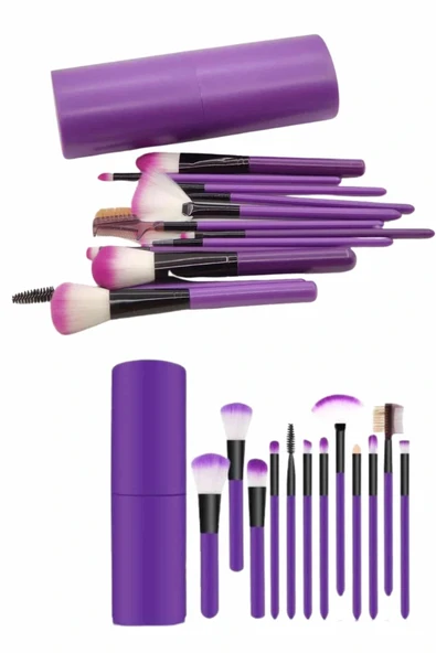 LitaeTrend 12 Parça Makyaj Fırça Seti Profesyonel Fondöten Allık Far Kontür Fırçası - Resim 5