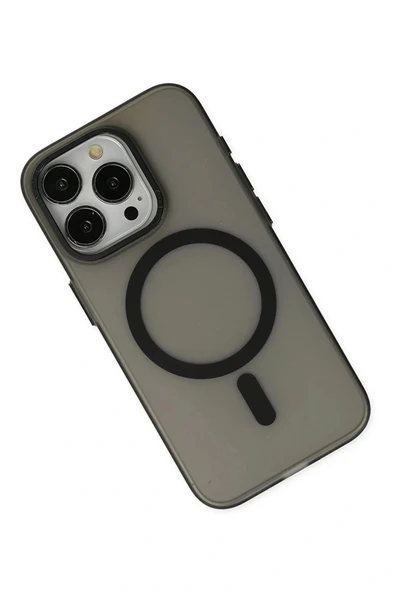 LitaeTrend iPhone 15 Pro Max Kılıf Lodos Magneticsafe Mat Kapak - Siyah - Resim 3