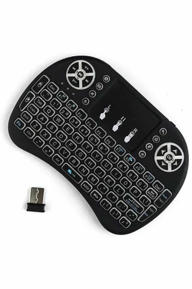 LitaeTrend Kablosuz Türkçe Q Klavye RGB Işıklı Televizyon Ps3 Dokunmatik Mouse - Resim 2