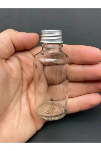 4 ADET - 30 Ml Şeffaf Cam Şişe Gümüş Kapak Limonata şişesi Kolonya Şişesi, Meyve Suyu Şişesi, 30 ML - Resim 3