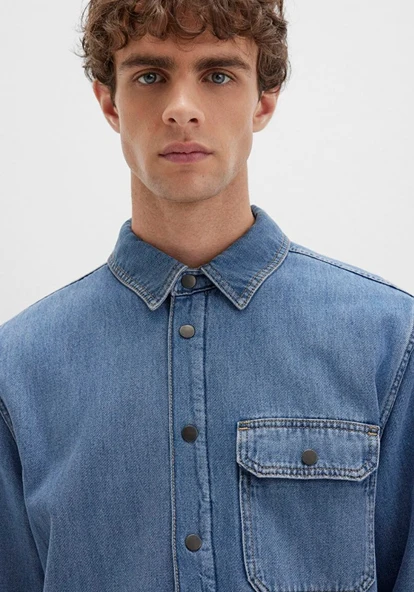 Mavi 0211186 Jeremy Classic Denim Süni Kürklü Indigo Mavisi Erkek Kot Ceket - Resim 7