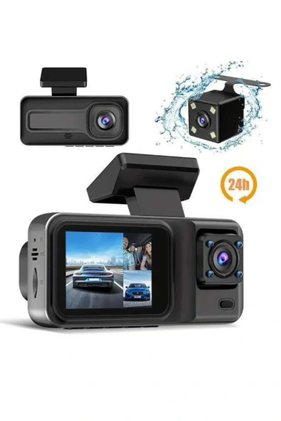 LitaeTrend 1080P 3 Lensli WİFİ Araç İçi Kameralı Ekran DVR Kaydedici Gece Görüşlü - Resim 2