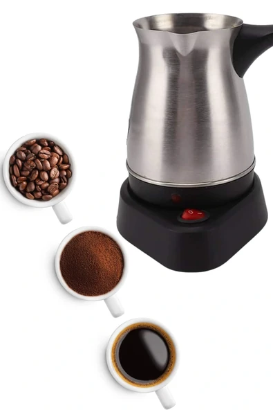 LitaeTrend Elektrikli Cezve 800 Watt Paslanmaz Çelik Türk Kahve Makinesi Saplı - Resim 3