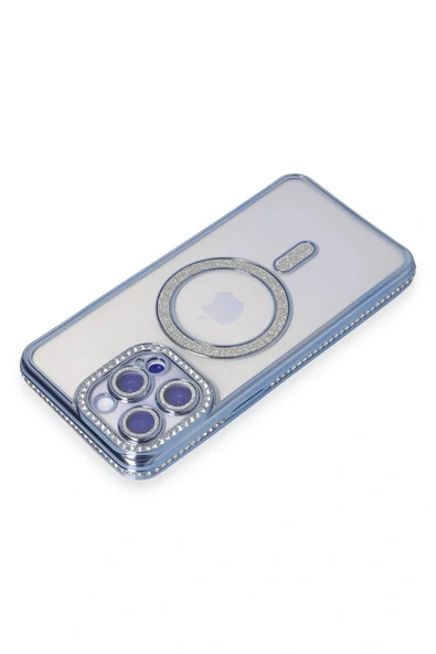 LitaeTrend iPhone 15 Pro Max Kılıf Joke Simli Magneticsafe Kılıf - Mavi - Resim 2