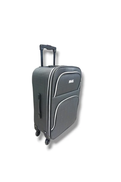 NVG 848-26 Havlu Kumaş 4 Teker Ekose Desen Orta Boy Valiz - Resim 5