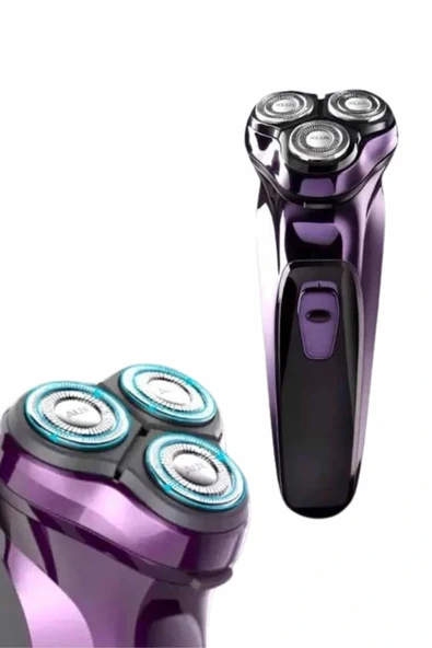 LitaeTrend 3 Bıçaklı Döner Başlıklı Sakal Sıfır Alma Tıraş Makinesi Profesyonel Paslanmaz Çelik - Resim 2