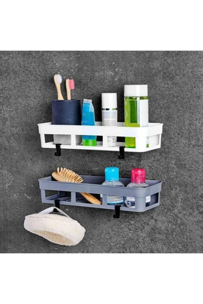 Saint Belisama Concept 2'li Dikdörtgen Köşelik Yapışkanlı Banyo Duş Rafı Organizer Mutfak Organizer ürün görseli