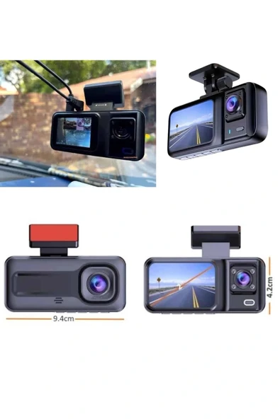 LitaeTrend Ön ve Arka Kameralı 2 İnç 1080P Full HD DVR Araç İçi Ekran - Resim 3