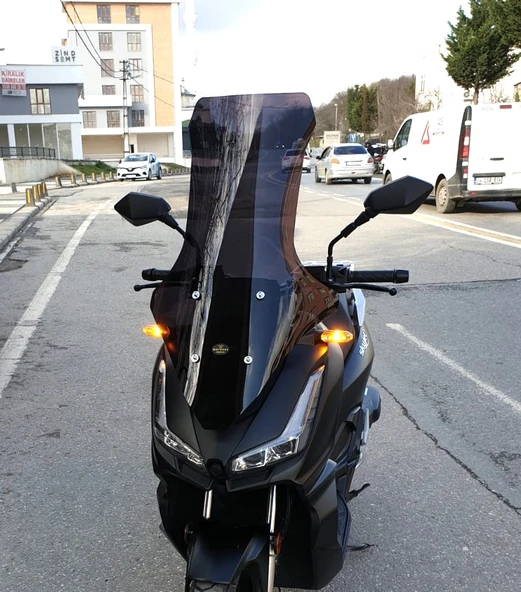 MOTOCAM Salcano Wind 150 Siperlik Ön Cam 2023-2025 Model 78cm Siyah Renkli 4mm - Resim 3