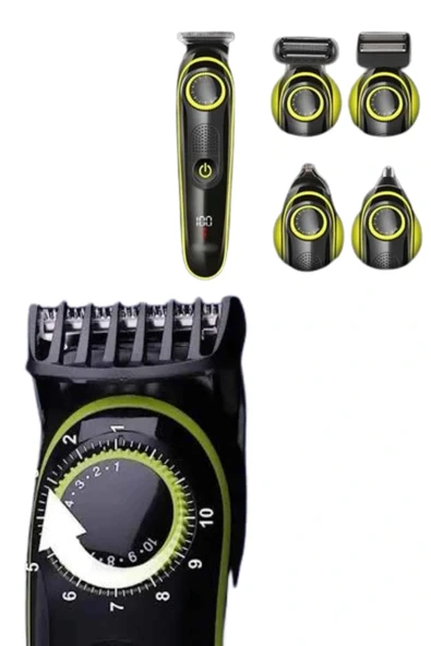 LitaeTrend 5 Başlıklı Şarjlı Tıraş Makinesi Led Ekran Saç Sakal Ense Tıraşına Uygun Bakım Seti - Resim 4