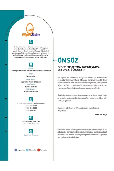 2026 7. Sınıf Hiper Matematik Konu Anlatımlı & Etkinlikli Soru Bankası | Serkan Akça - Resim 2