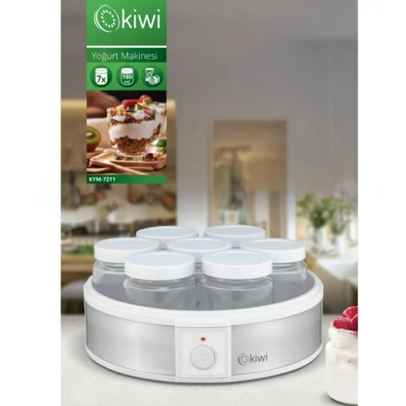 KYM-7211 Yoğurt Yapma Makinesi Paslanmaz Çelik Cam Kavanoz - Resim 2