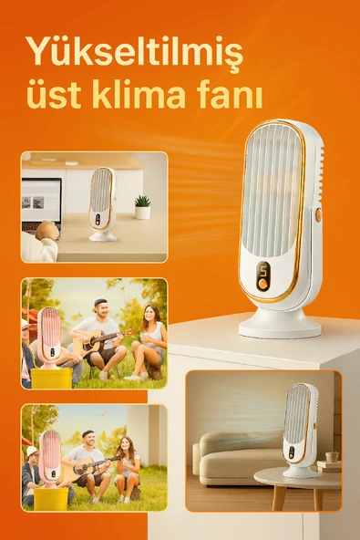 Taşınabilir Fan  USB Şarjlı, Dijital Kontrollü, Yüksek Performanslı Soğutma Kapalı ve Açık Alanlar - Resim 2