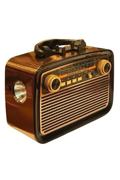 LitaeTrend Nostalji Radyo Bluetooth Hoparlör USB-SD Kart Giriş Led Fener Işıklı Bataryalı Pilli - Resim 5