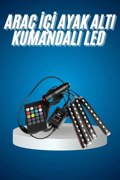 LitaeTrend Araç Içi Aydınlatma Kumandalı 12 Led Ayak Altı Led Ambiyans Işığı Sese Duyarlı Kumandalı ürün görseli