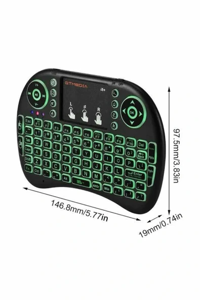 LitaeTrend Kablosuz Türkçe Q Klavye RGB Işıklı Televizyon Ps3 Dokunmatik Mouse - Resim 3