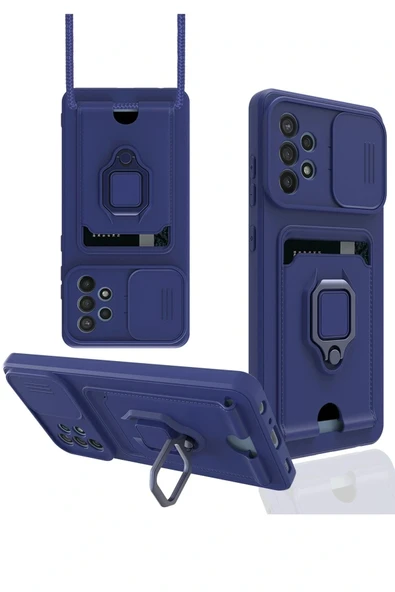 LitaeTrend Samsung Galaxy A72 Kılıf Zuma Kartvizitli Yüzüklü Silikon - Lacivert ürün görseli 1