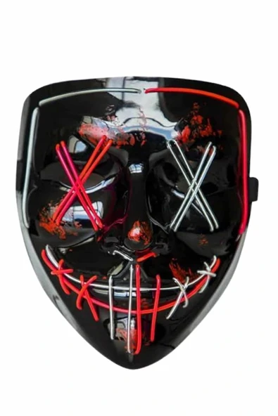 LitaeTrend Işıklı Led Maske Parti Eğlence Maskesi Hallowen Neon Maske - Resim 2