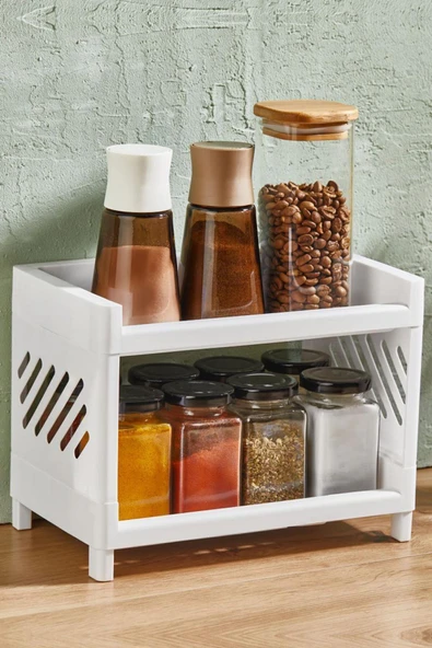 Saint Belisama İki Katlı Banyo Mutfak Dolap İçi Düzenleyici Organizer Raf Çok Kullanışlı Raf Ünitesi ürün görseli