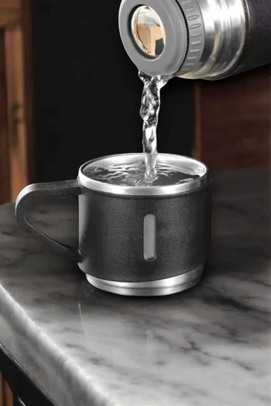 LitaeTrend Şık ve Dayanıklı 3 Bardaklı Termos Seti Uzun Süre Isı Koruma Özellikli - Resim 5