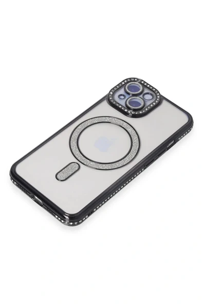 LitaeTrend iPhone 15 Kılıf Joke Simli Magneticsafe Kılıf - Siyah - Resim 3