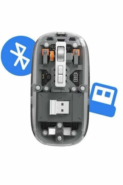 LitaeTrend Kablosuz Mouse Fare Şarjlı Bluetooth Wireless Çift Modlu Sessiz - Resim 4