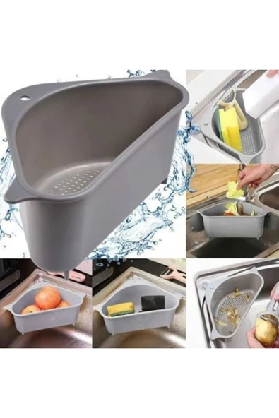 Saint Belisama Concept Lavabo İçi Üçgen Filtre Sepeti Sebze Meyve Mutfak Süzgeci Çay Süzgeci Vantuzlu Lavabo Süzgeç ürün görseli