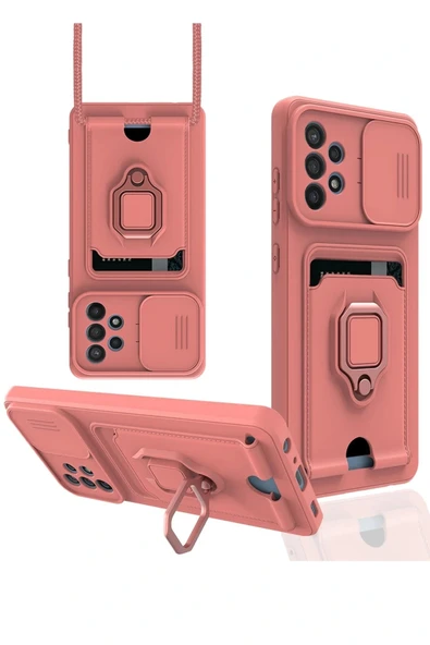 LitaeTrend Samsung Galaxy A72 Kılıf Zuma Kartvizitli Yüzüklü Silikon - Pembe ürün görseli 1