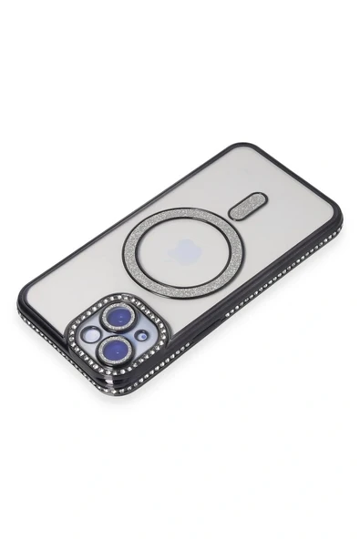 LitaeTrend iPhone 15 Kılıf Joke Simli Magneticsafe Kılıf - Siyah - Resim 2