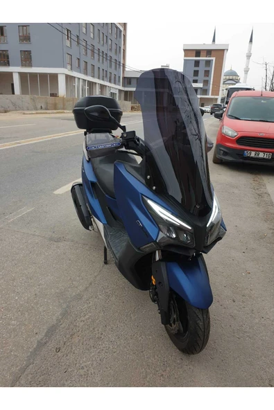 MOTOCAM Kymco Xtown CT 250 Siperlik Ön Cam 2020-2025 Model 83cm Siyah Renkli 4mm UZUN CAM - Resim 2
