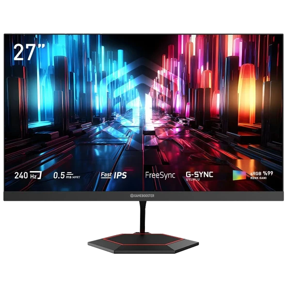GameBooster GB-27F240FF 27"240Hz 0.5ms HDMI DP FreeSync G-Sync HDR Ready FHD Fast IPS Gaming Monitör ürün görseli