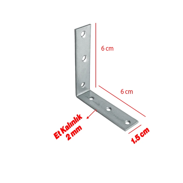 Mobilya Dolap Duvar Sabitleme 50 ADET Metal Köşebent 60x60x15 mm Bağlantı Aparatı L Demiri Gönye - Resim 3