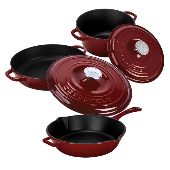 LAVA Döküm Bordo 5 Parça Set – Şıklık, Lezzet ve Gücü Bir Araya Getiren Tasarım - Resim 2
