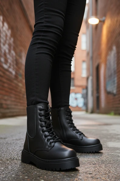 AYK'S Siyah Polarlı Kaymaz Soğuğa Dirençli Deri Çocuk Bot Tuno 07 F - Resim 3