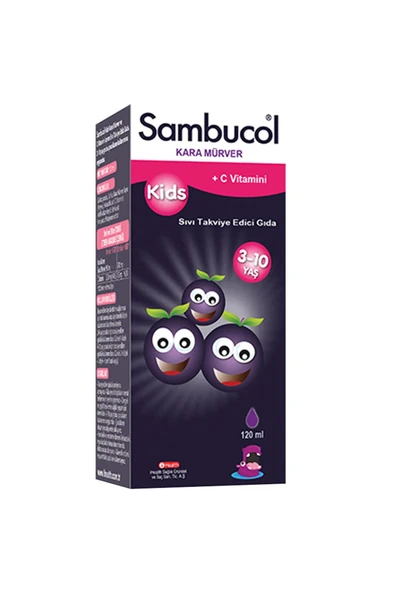 Sambucol Kids Kara Mürver Ve C Vitamini Içeren Sıvı Takviye Edici Gıda 120 ml ürün görseli