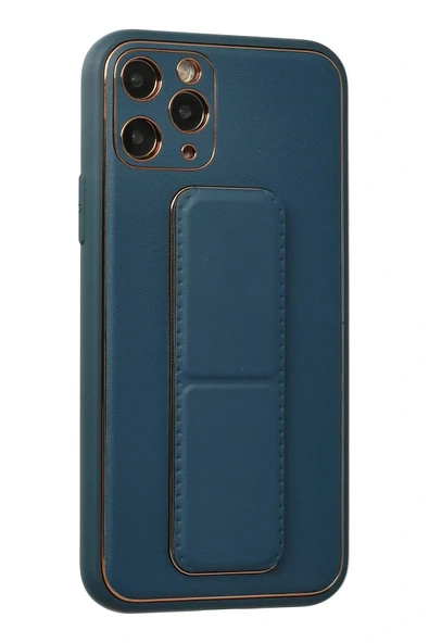 LitaeTrend iPhone 11 Pro Kılıf Coco Deri Standlı Kapak - Mavi - Resim 2