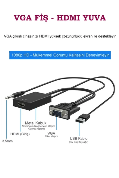 RAMTEK Concord 3.5 Mm Vga To Hdmı Dönüştürücü ( Htv ) - Resim 2