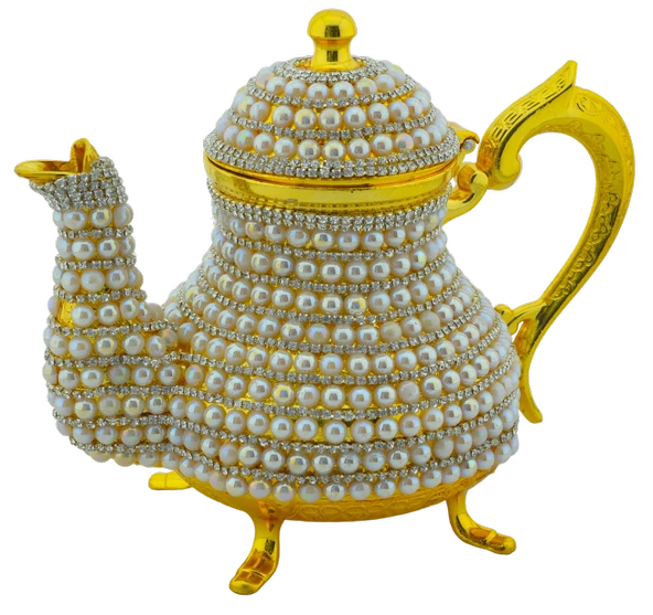 Arsal Dekoratif Inci ve Parlak Taşlı Altın Renk Demlik (18CMX22CM) ürün görseli