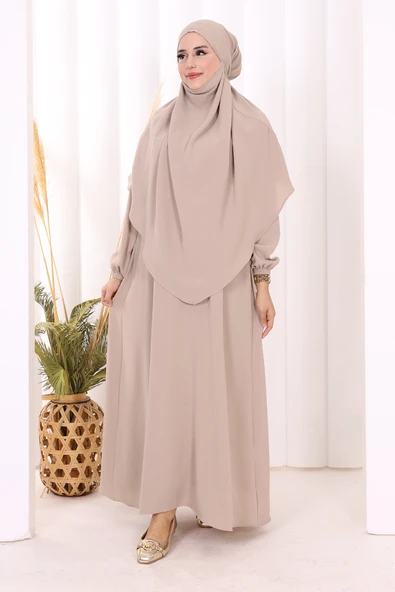 Sufleli Elbise Takım 6044 Vizon ürün görseli