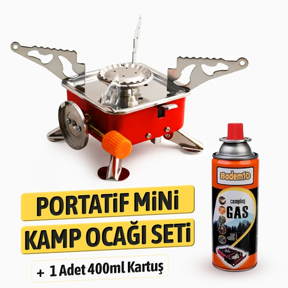 Taşınabilir Mini Tek Gözlü Portatif Kendinden Manyetolu Kamp Ocağı + 1 Adet 400ml Kartuş - Resim 2