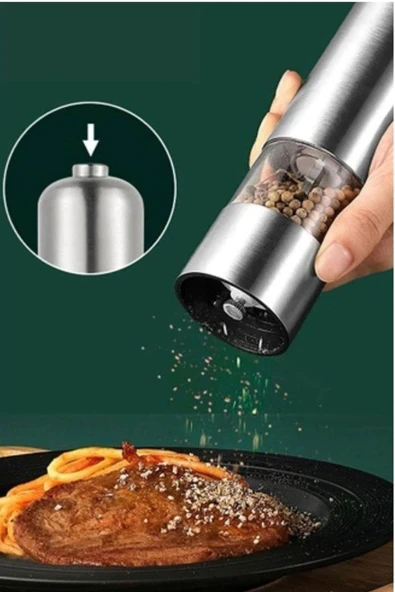 LitaeTrend Otomatik Tuz ve Karabiber Öğütücü Baharat Öğütücü Tuz Karabiber Değirmeni - Resim 3