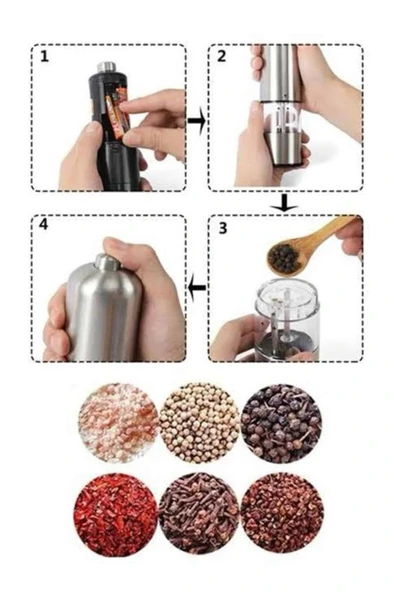 LitaeTrend Otomatik Tuz ve Karabiber Öğütücü Baharat Öğütücü Tuz Karabiber Değirmeni - Resim 4