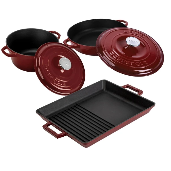 LAVA Döküm Bordo 5 Parça Tencere & Tava Seti – Şef Kalitesinde Lezzet ve Şıklık - Resim 2